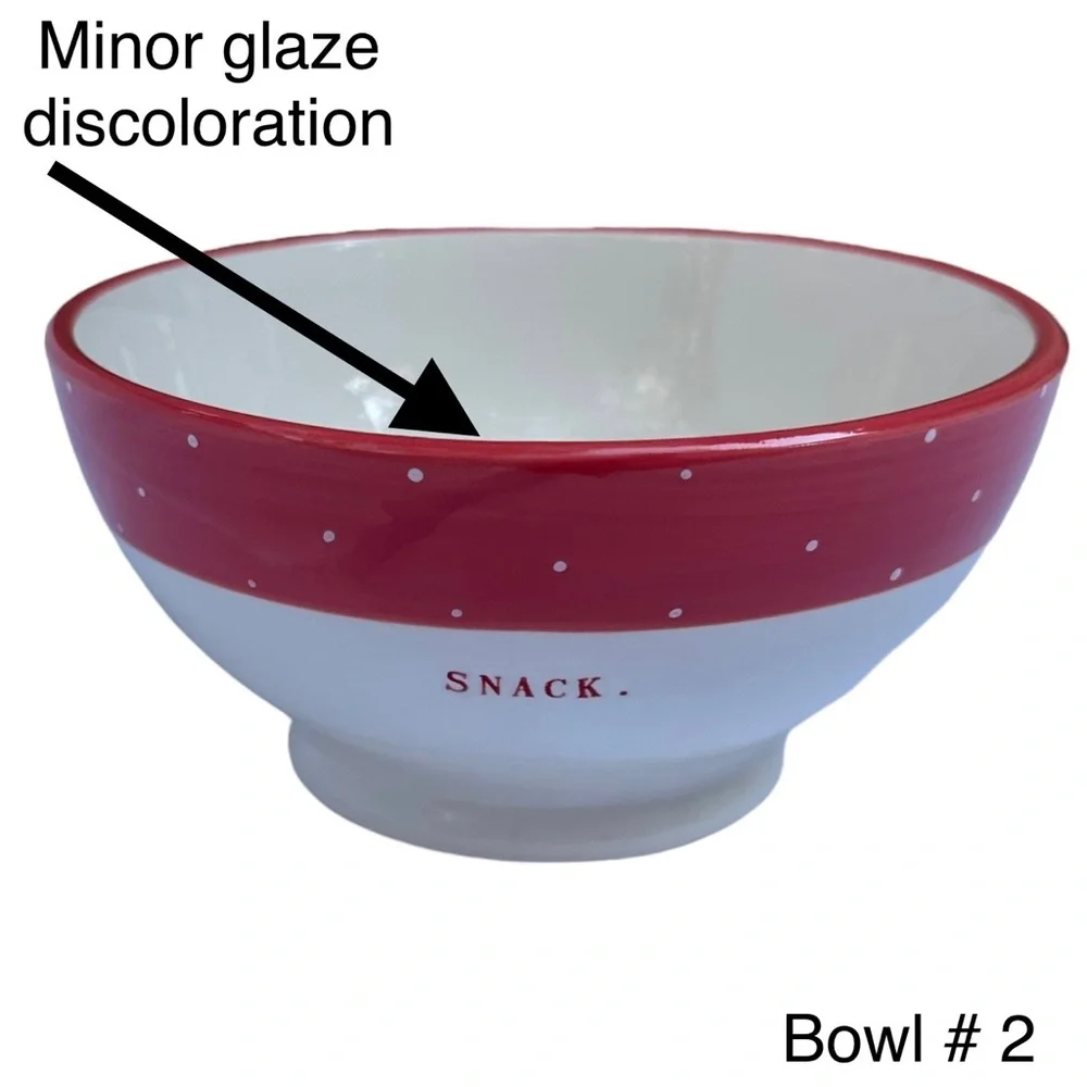 Rae Dunn SNACK Bowl Red White Polka Dot Christmas Valentine’s Day NWT 2017 OG